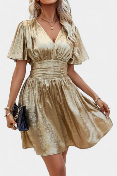 Adalee – Ladies’ Dress with V-Neck and Crossed Waist