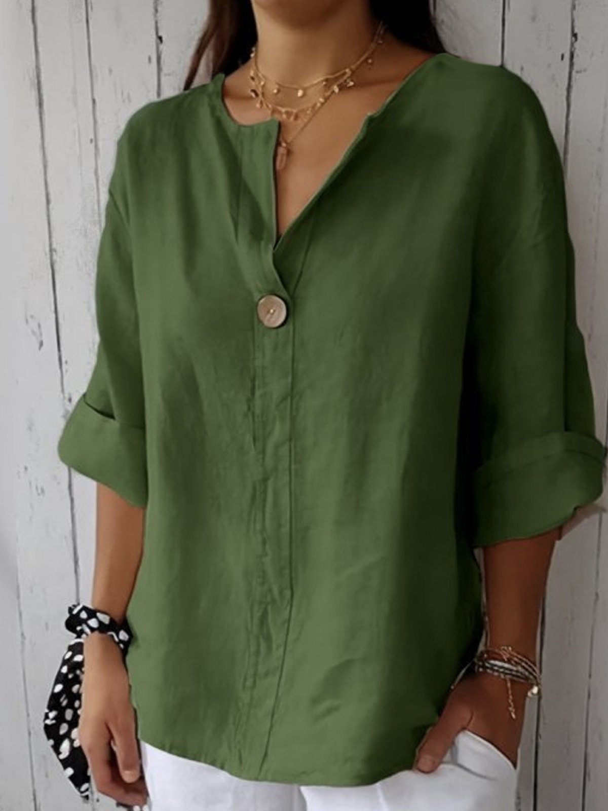 SABRINA - Relaxed V-Neck Blouse