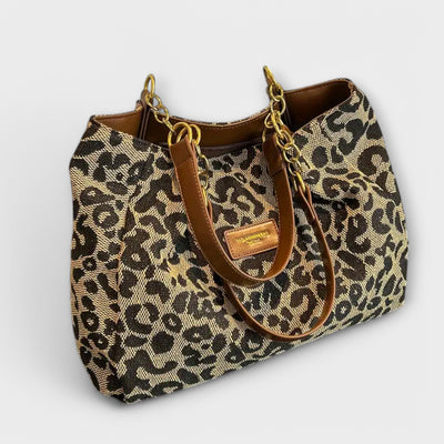 Lavieere - Leopard print canvas shoulder bag