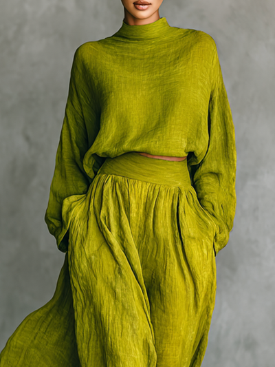 Pilar | Women's Green Cotton and Linen Blend Suit