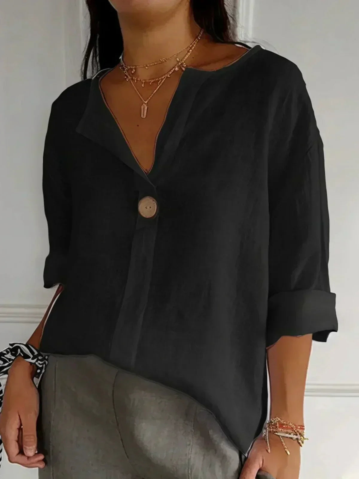 SABRINA - Relaxed V-Neck Blouse