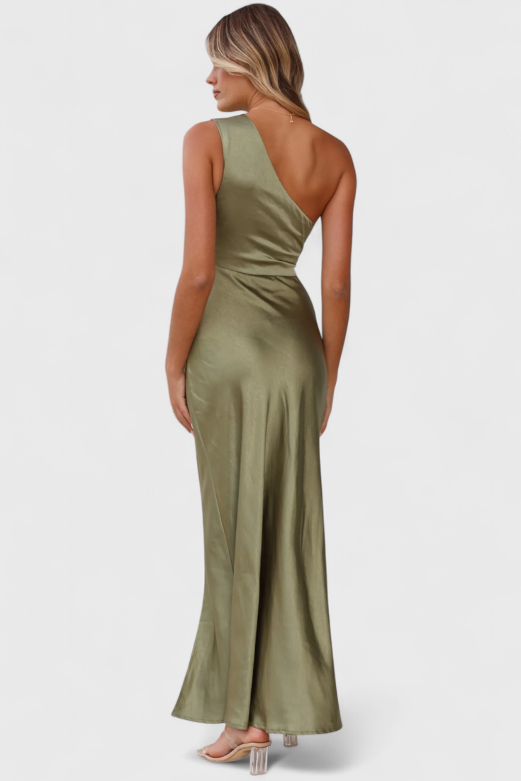 Josefa – One-Shoulder Dress with Pleats and High Slit