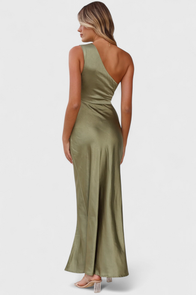 Josefa – One-Shoulder Dress with Pleats and High Slit