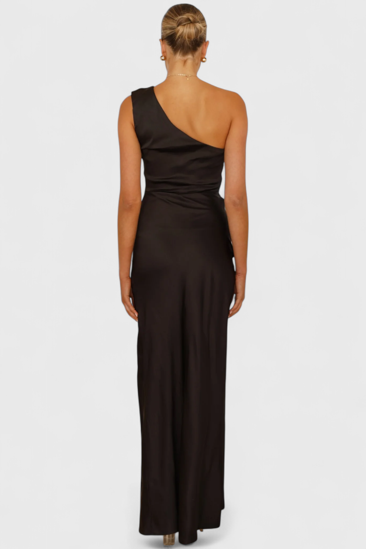 Josefa – One-Shoulder Dress with Pleats and High Slit