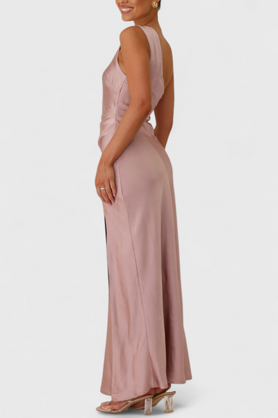 Josefa – One-Shoulder Dress with Pleats and High Slit