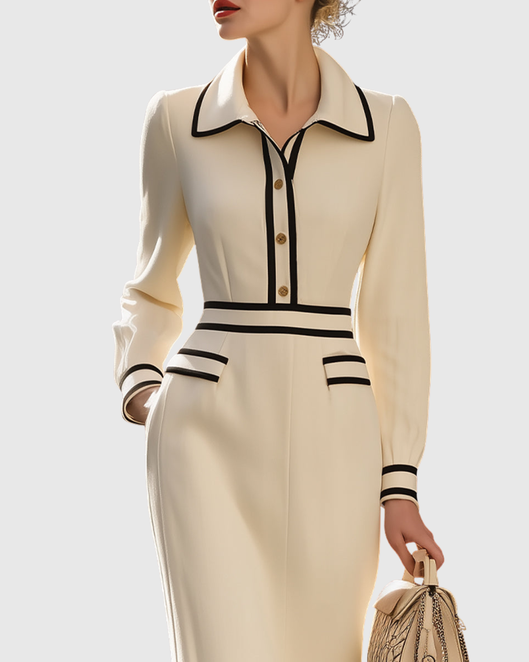 Aderyn | Tailored Midi Dress With Button Details (replaces Ysolde)