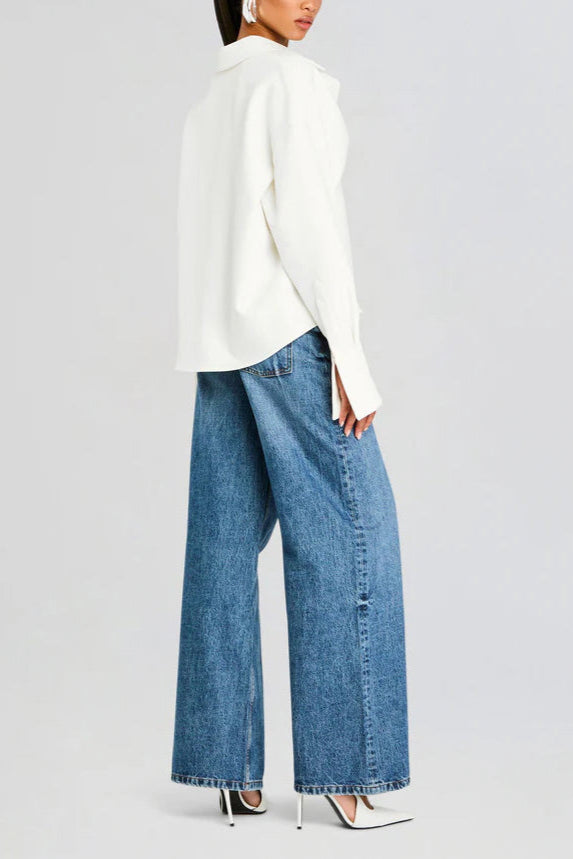 Grace Draped Button-Up Shirt