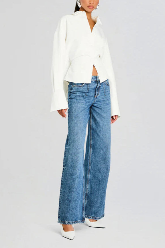 Grace Draped Button-Up Shirt