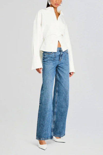 Grace Draped Button-Up Shirt