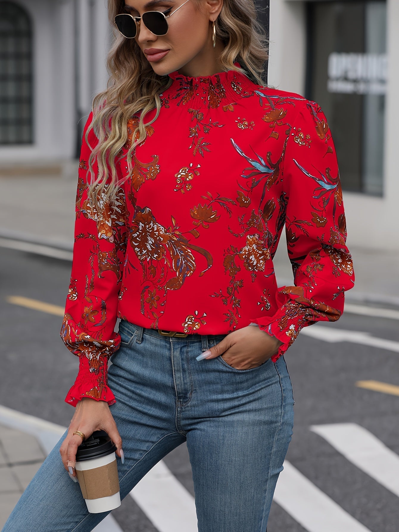 Isaline | Floral High-Neck Shirt