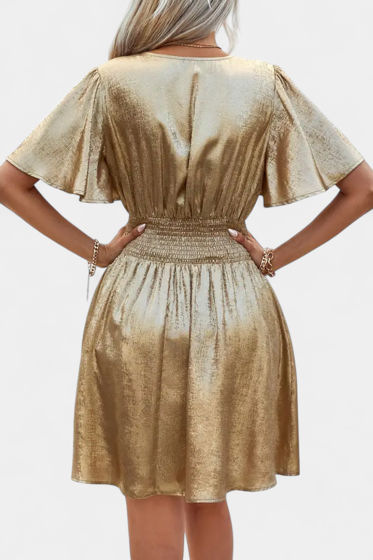 Adalee – Ladies’ Dress with V-Neck and Crossed Waist