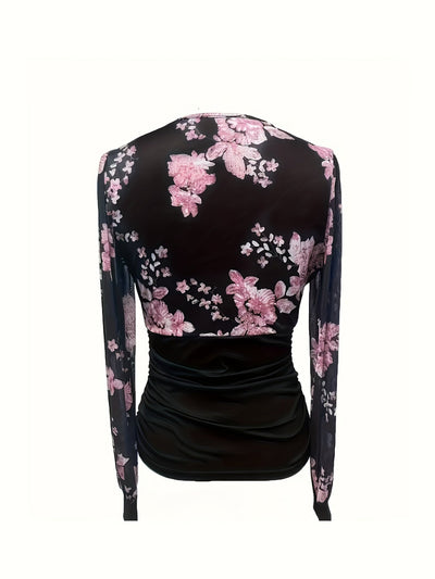 Daphné | Cross-Front Top with Floral Sleeves