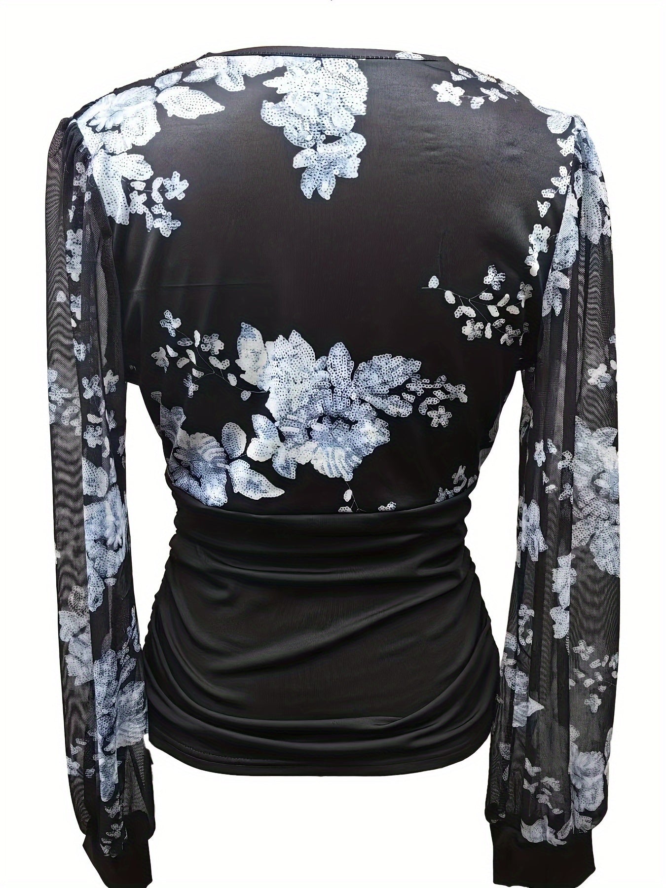 Daphné | Cross-Front Top with Floral Sleeves