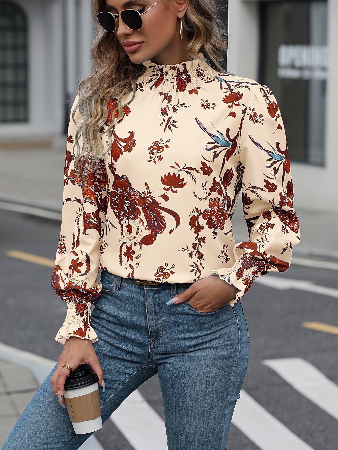 Isaline | Floral High-Neck Shirt