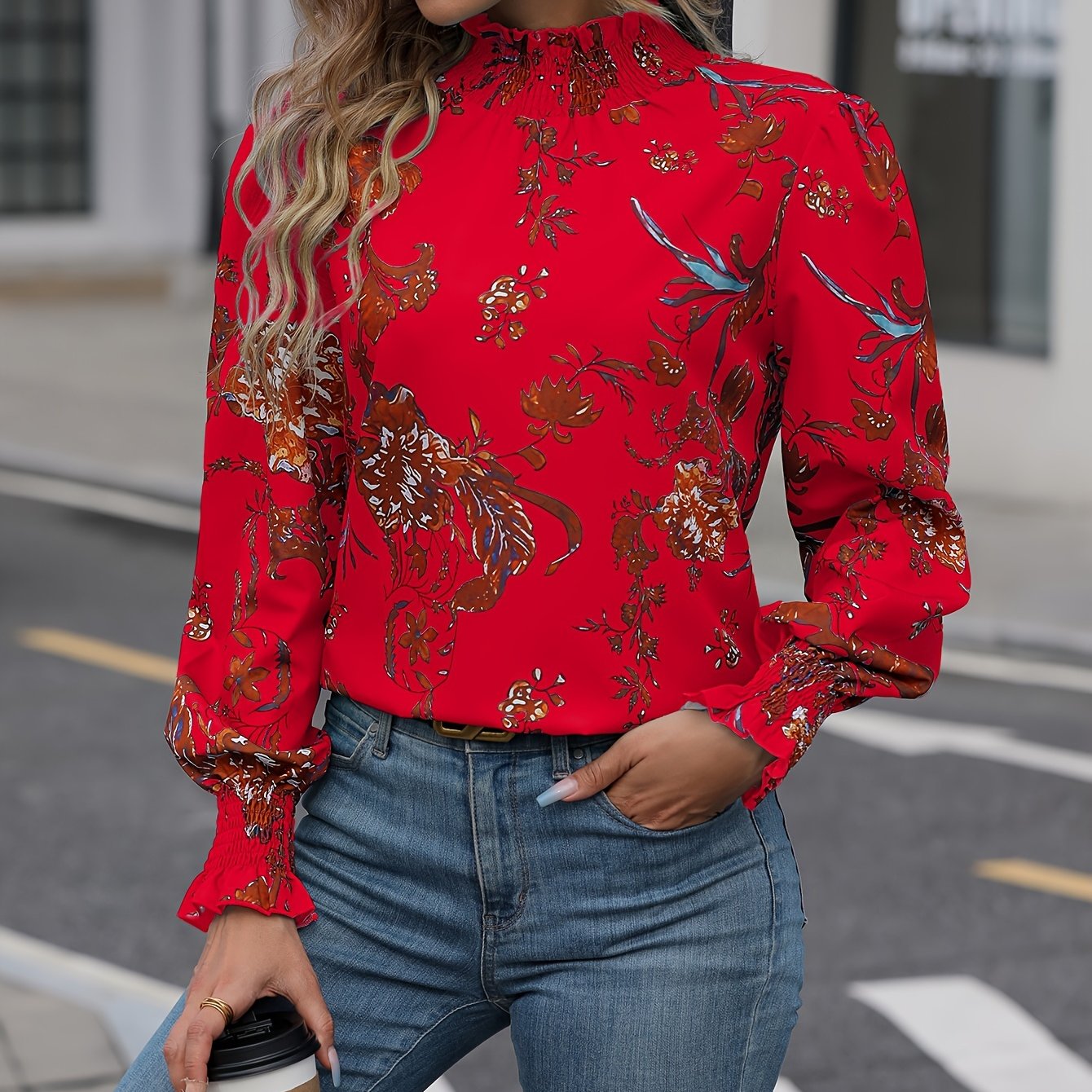 Isaline | Floral High-Neck Shirt