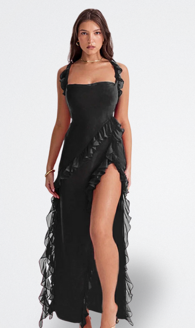 Brisa | Burgundy Dress with Ruffles