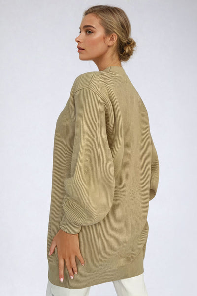 Linea – Oversized Ribbed Knit Cardigan with V-Neck