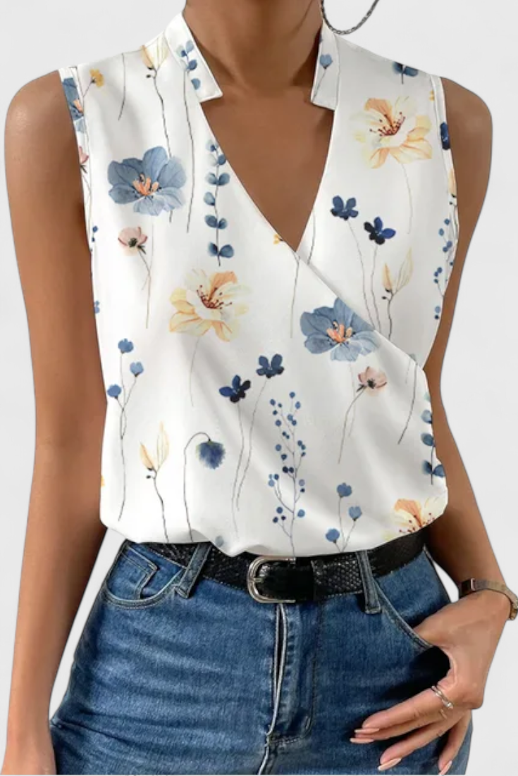 Yariela Soft Summer Top with V-Neck