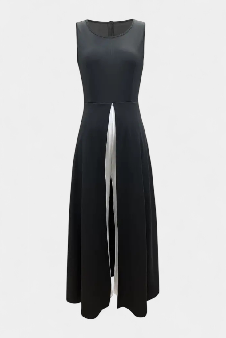 Alicia – Elegant Two-Tone Sleeveless Set with Wide-Leg Pants