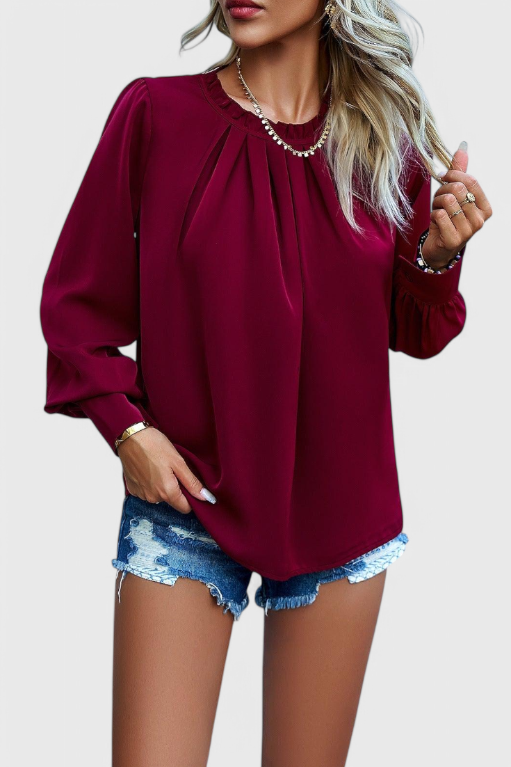 Dottie Long-Sleeve Top with Lace Collar
