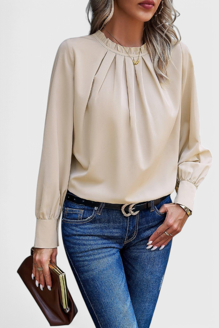 Dottie Long-Sleeve Top with Lace Collar