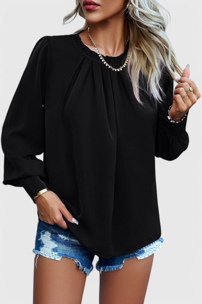 Dottie Long-Sleeve Top with Lace Collar