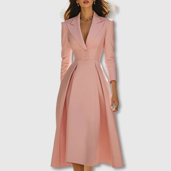 Ceryth | Elegant Pleated Blazer Midi Dress