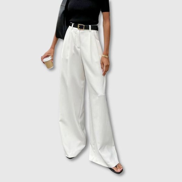 Solid Wide Leg Pants Without Belt