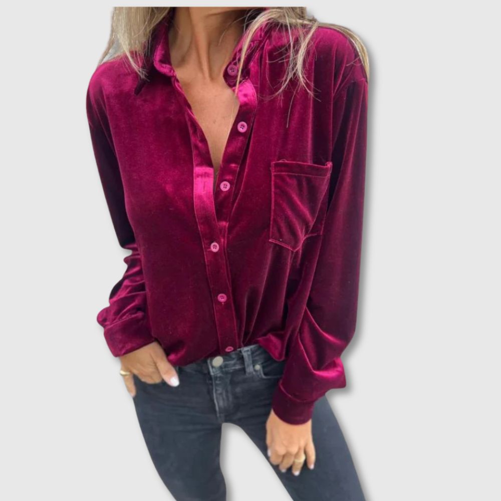 CATHERINE - Elegant Velvet Blouse