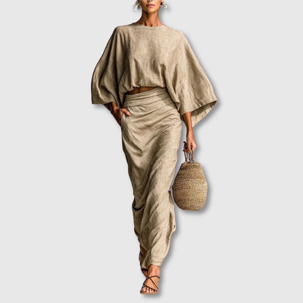 Cristina | Long Sleeve Two-Piece Skirt Set