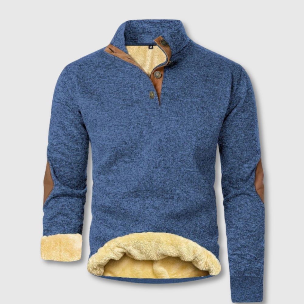 Warm fleece sweatshirt with button closure