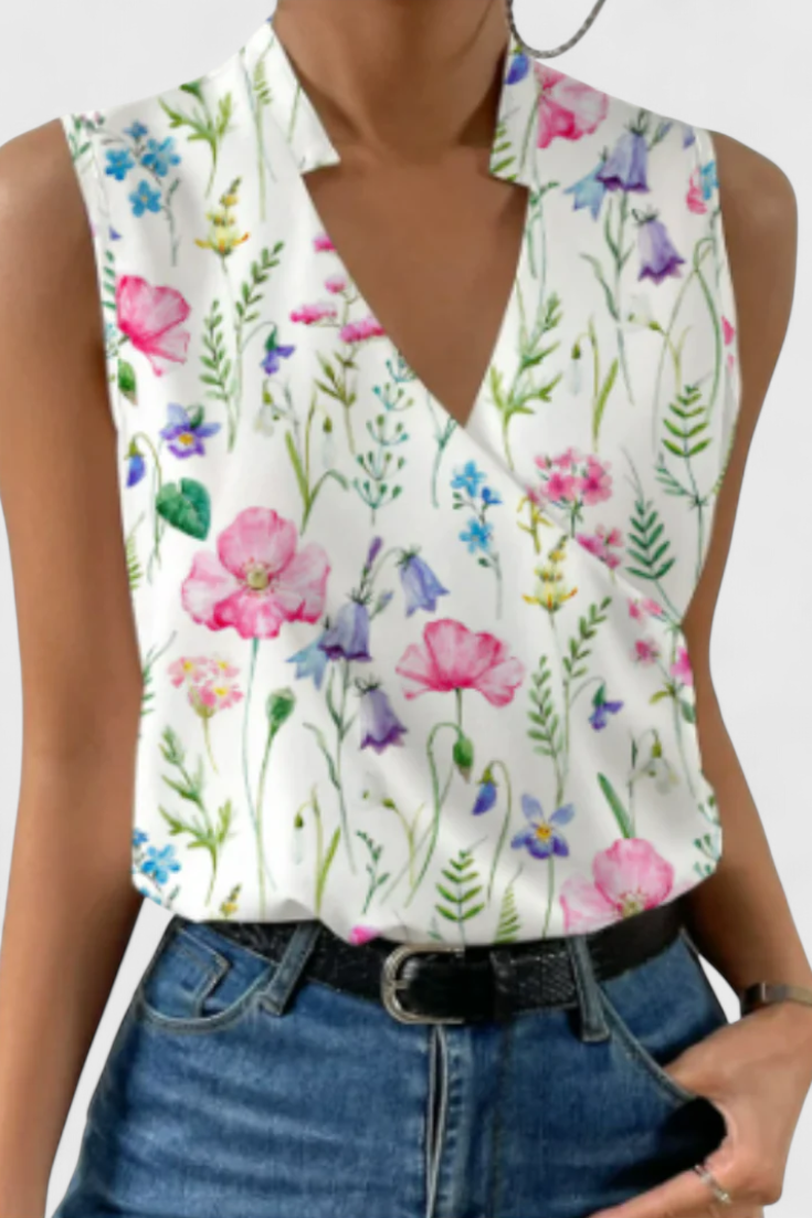 Yariela Soft Summer Top with V-Neck