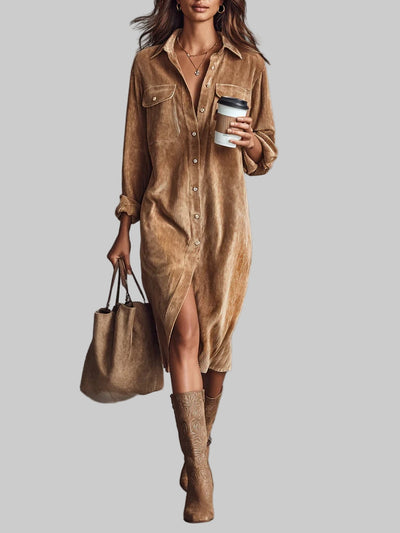 Macarena | Loose-fit Midi Corduroy Dress