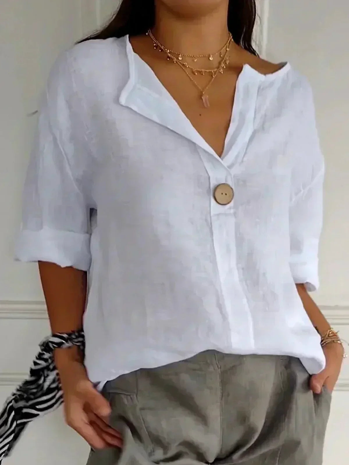 SABRINA - Relaxed V-Neck Blouse