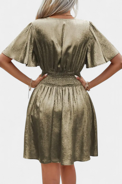 Adalee – Ladies’ Dress with V-Neck and Crossed Waist