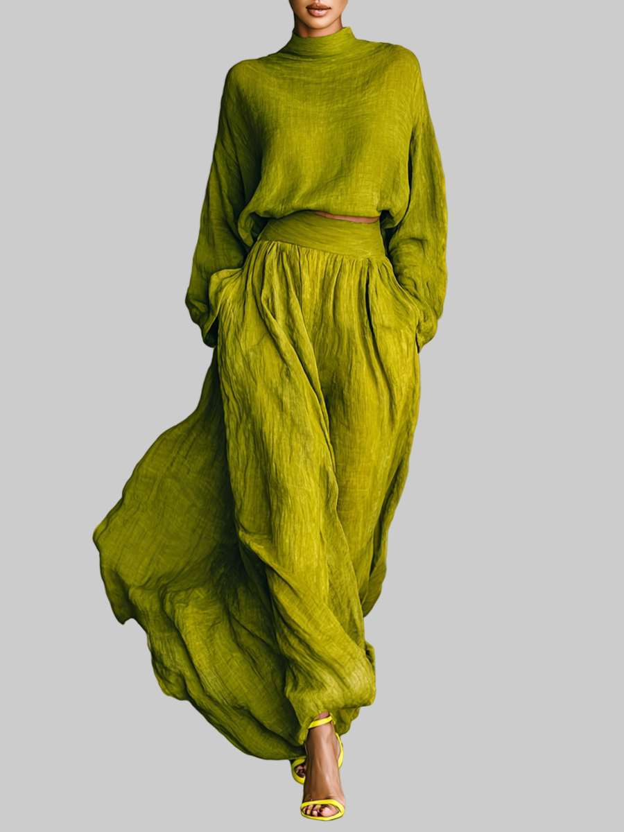 Pilar | Women's Green Cotton and Linen Blend Suit