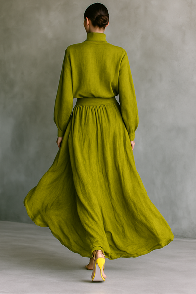 Pilar | Women's Green Cotton and Linen Blend Suit
