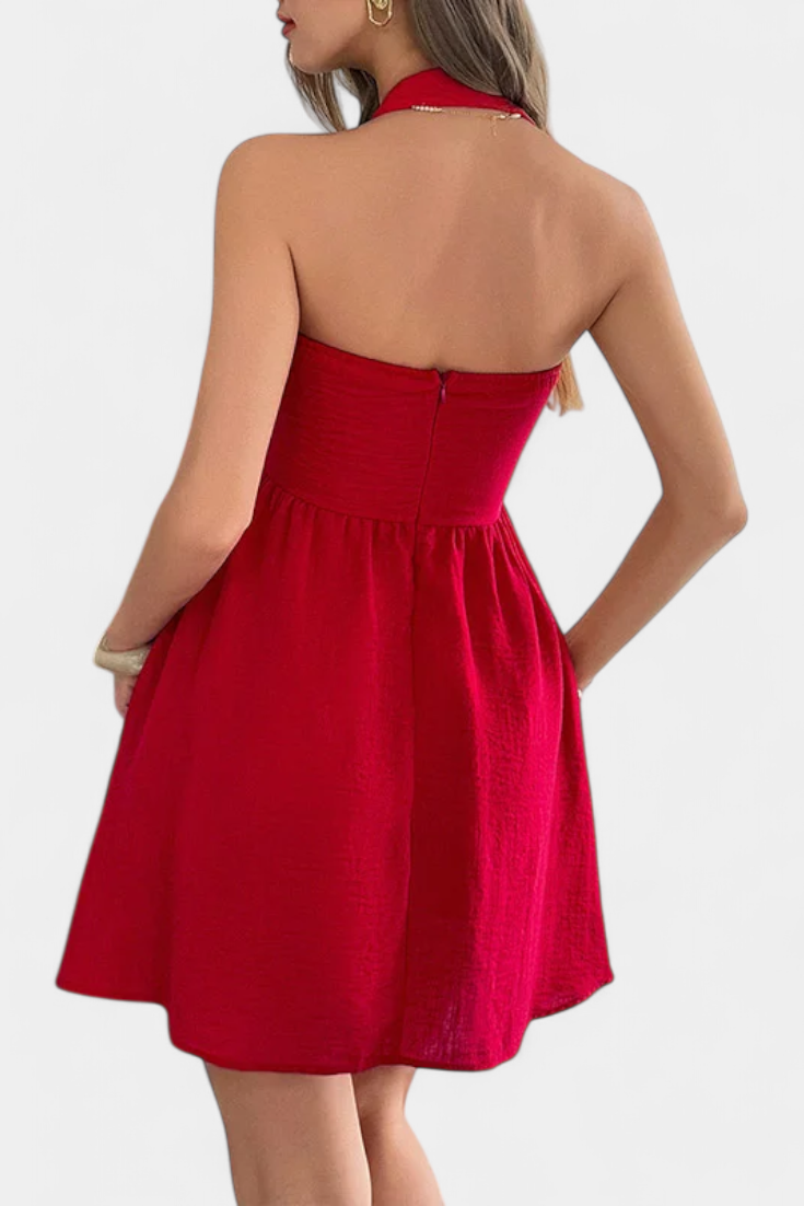 Kassandra – Mini Halter Dress with Open Back and Pockets