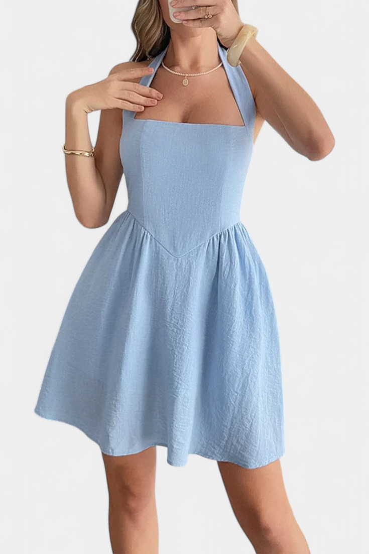 Kassandra – Mini Halter Dress with Open Back and Pockets