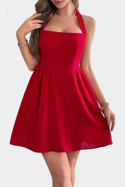 Kassandra – Mini Halter Dress with Open Back and Pockets