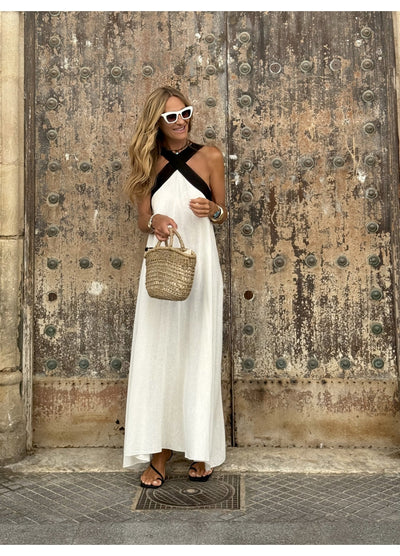 LIDIA - Long Halter Neck Dress